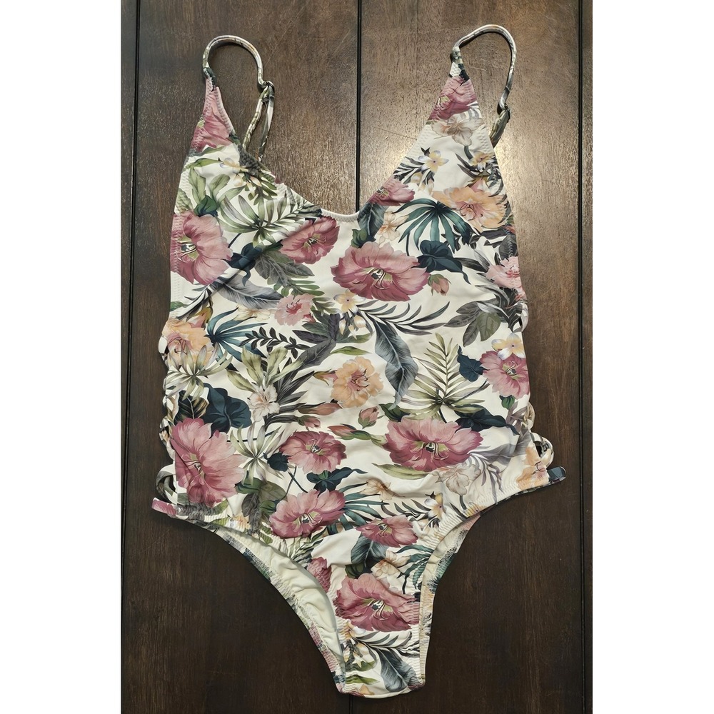 Farm Rio Floral Strappy One Piece Swimsuit Size P Women's XS